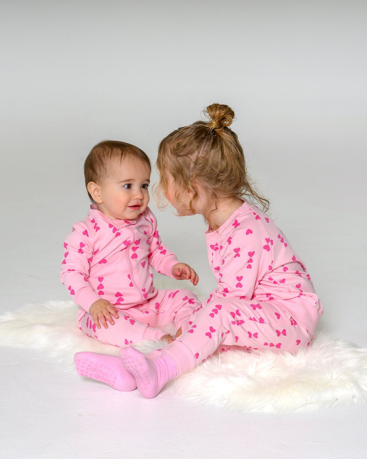 Pink-on-Pink Hearts Zip Romper