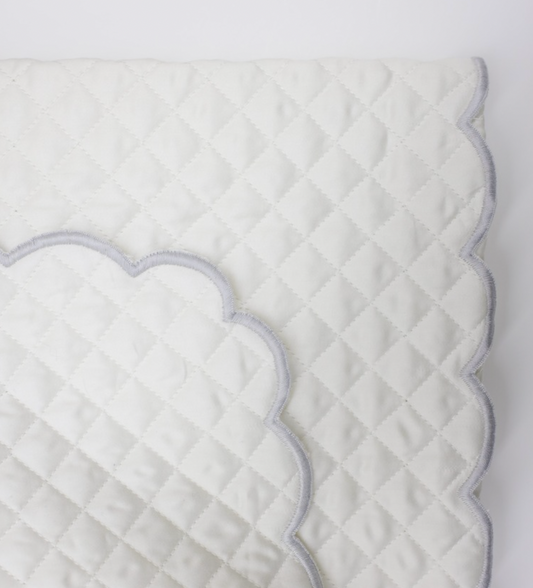 Embroidered Scallop Coverlet - Silver