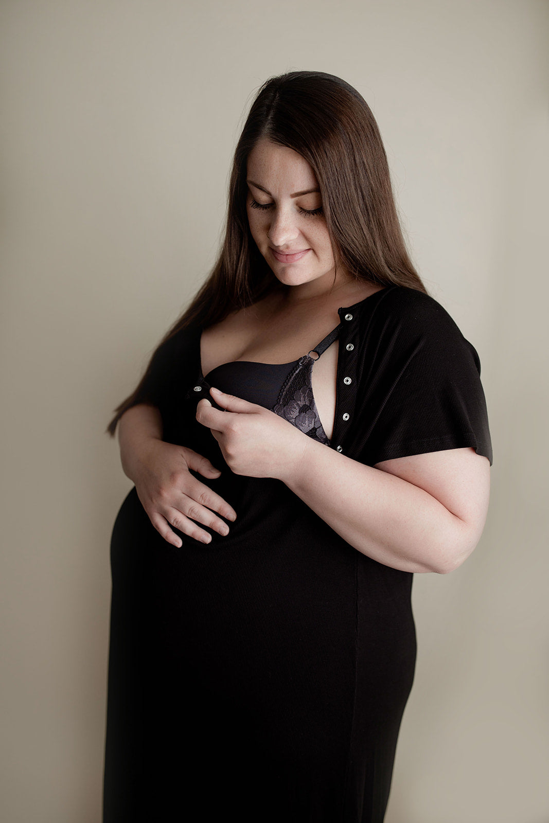 Ribbed Black Labor and Delivery Nursing Hospital Gown