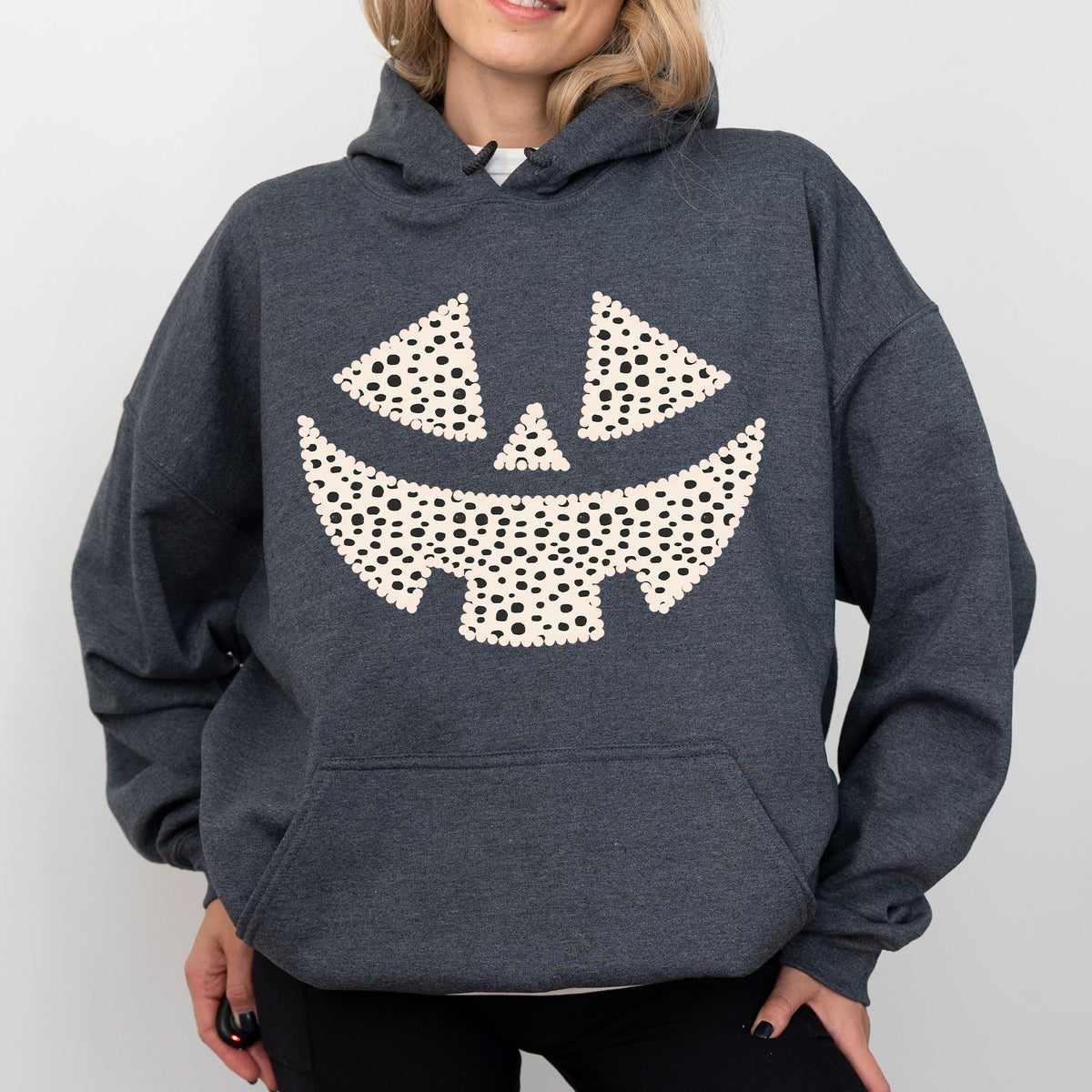 Polka Dot Jack-O-Lantern, Dalmatian, Pumpkin, Cute, Halloween, Spooky, Trick Or Treat Costume, Witch Hoodie, Hooded Sweatshirt