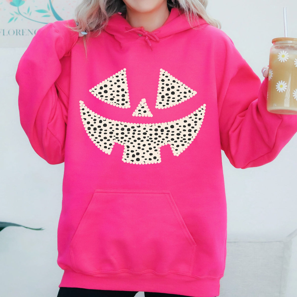 Polka Dot Jack-O-Lantern, Dalmatian, Pumpkin, Cute, Halloween, Spooky, Trick Or Treat Costume, Witch Hoodie, Hooded Sweatshirt