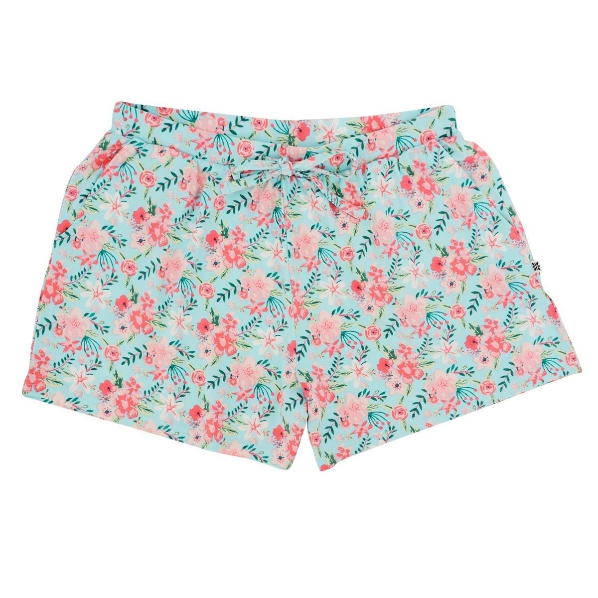Ladies' Lounge Shorts - Aqua Floral