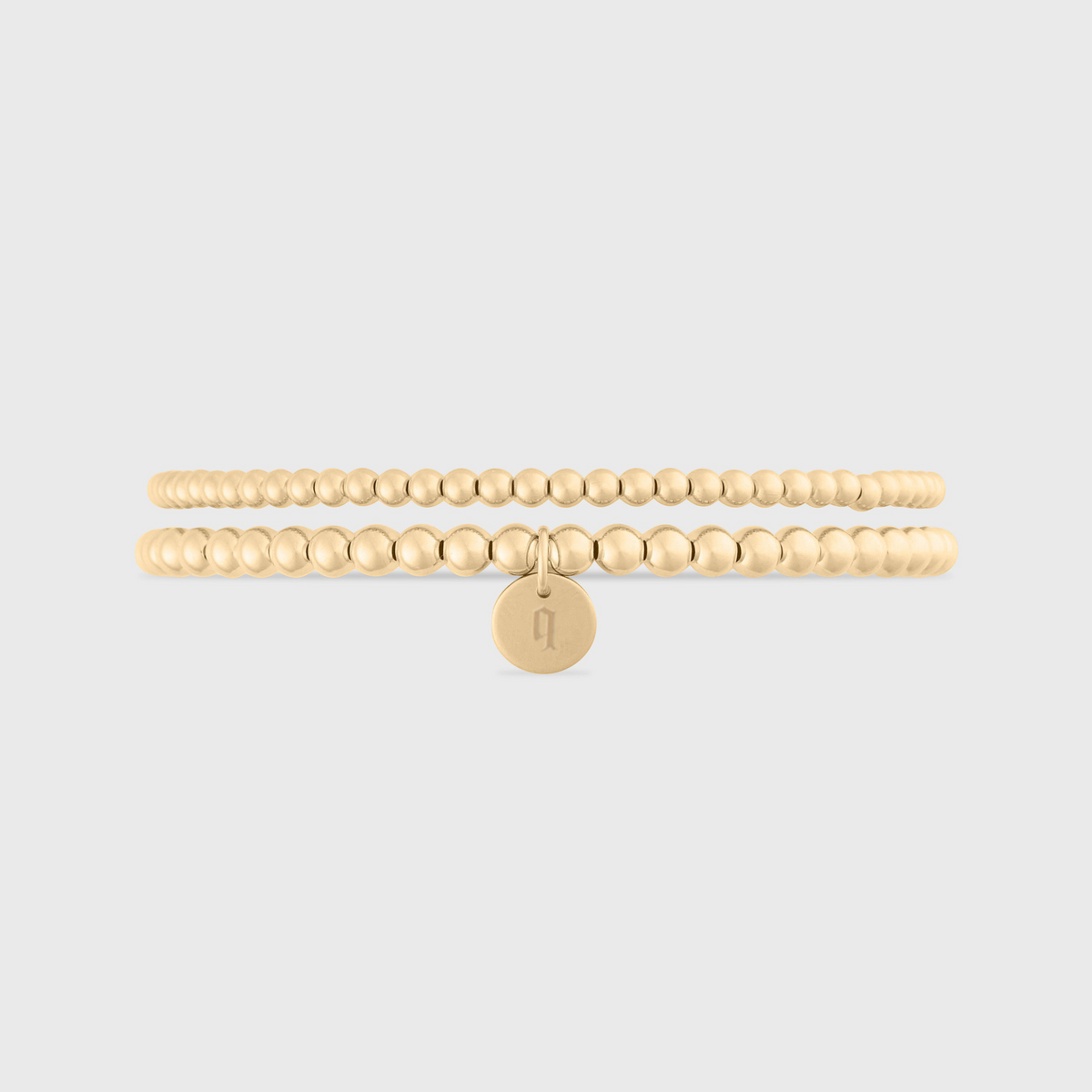 old english initial juno double bracelet stack (3+4mm)