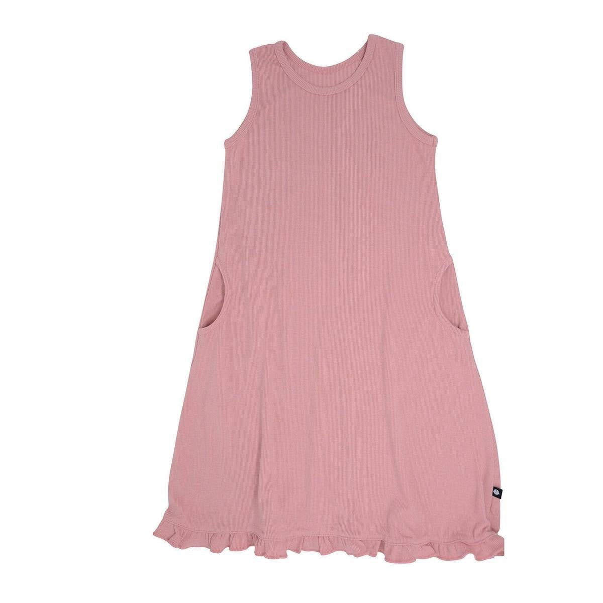 Summer Boho Dress - Dusty Pink Ribbed