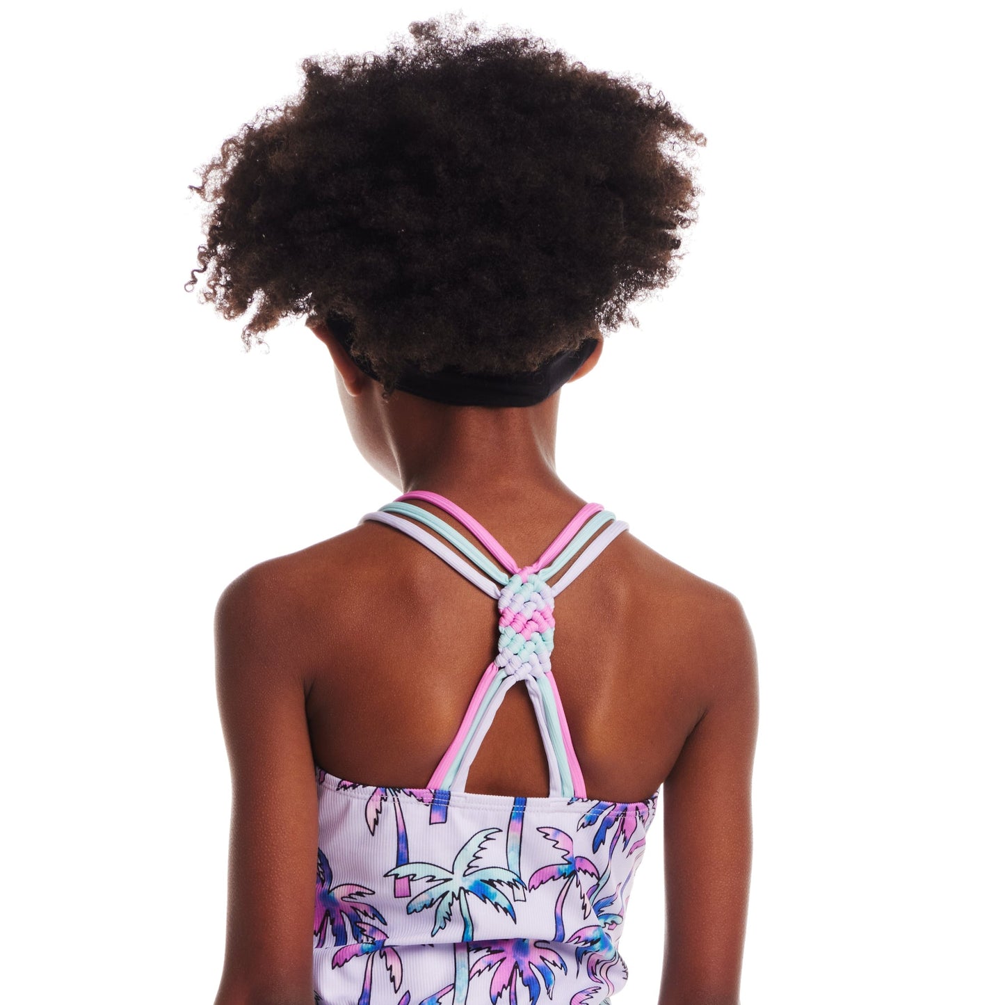 Kids (2-6x) Tankini Swimsuit Set | Purple Palm Trees