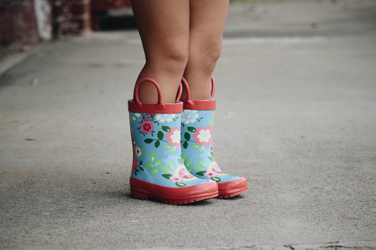 Blue Floral Rain Boot