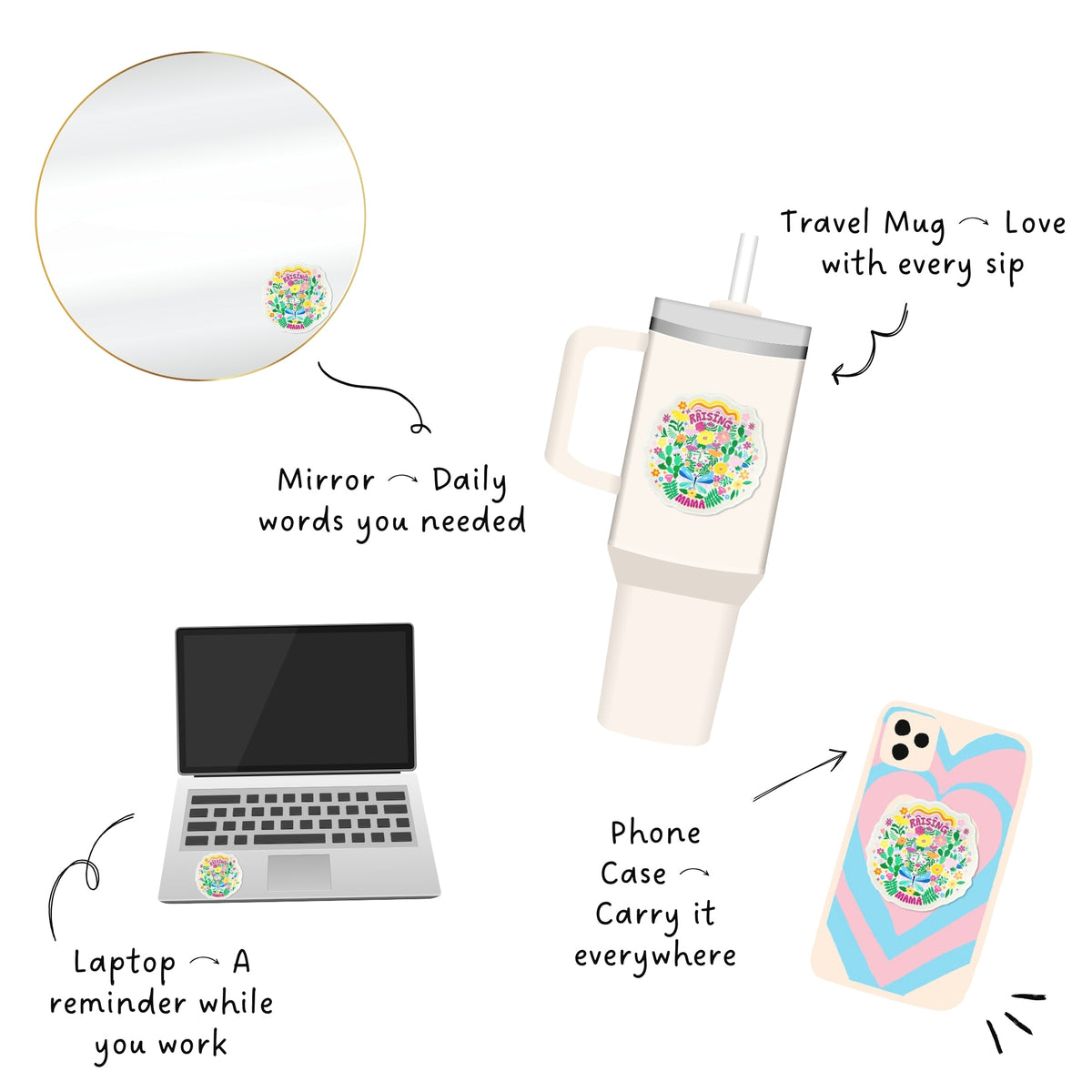 The Raising Mama Floral Sticker