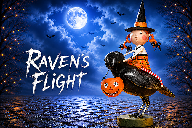 Raven's Flight Halloween Figurine by Lori Mitchell SHIPS JUNE