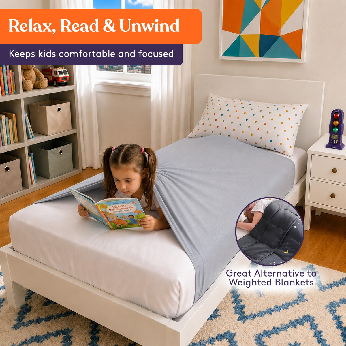 Sensory Bed Sheet for Kids Compression Alternative to Weighted Blankets - Gray