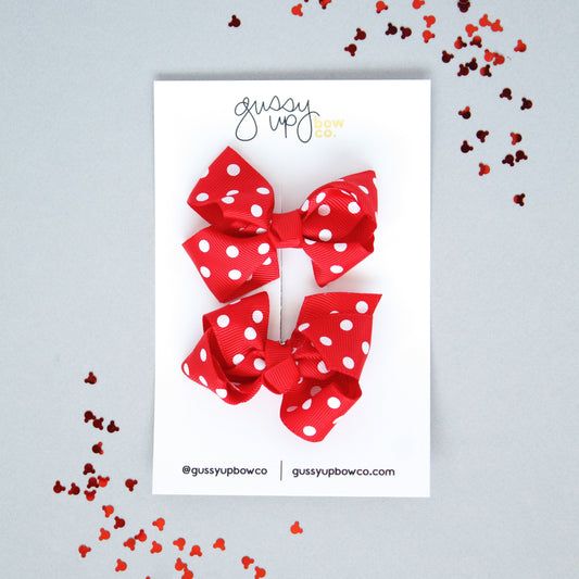 Red Polka Dot Glam Pigtail Set