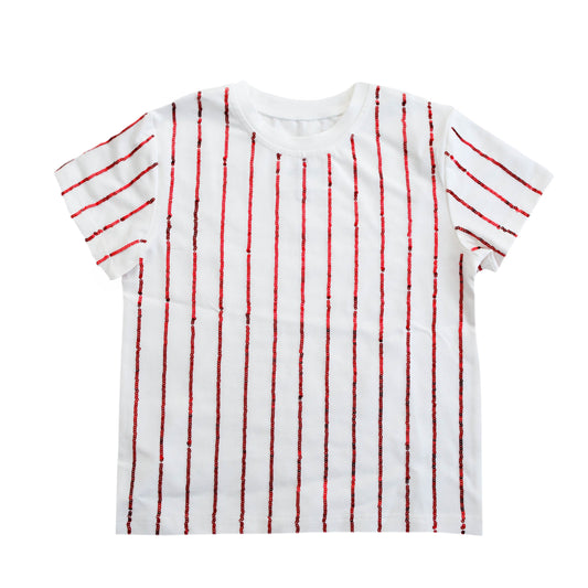 Red Sequin Striped Kid Shirt