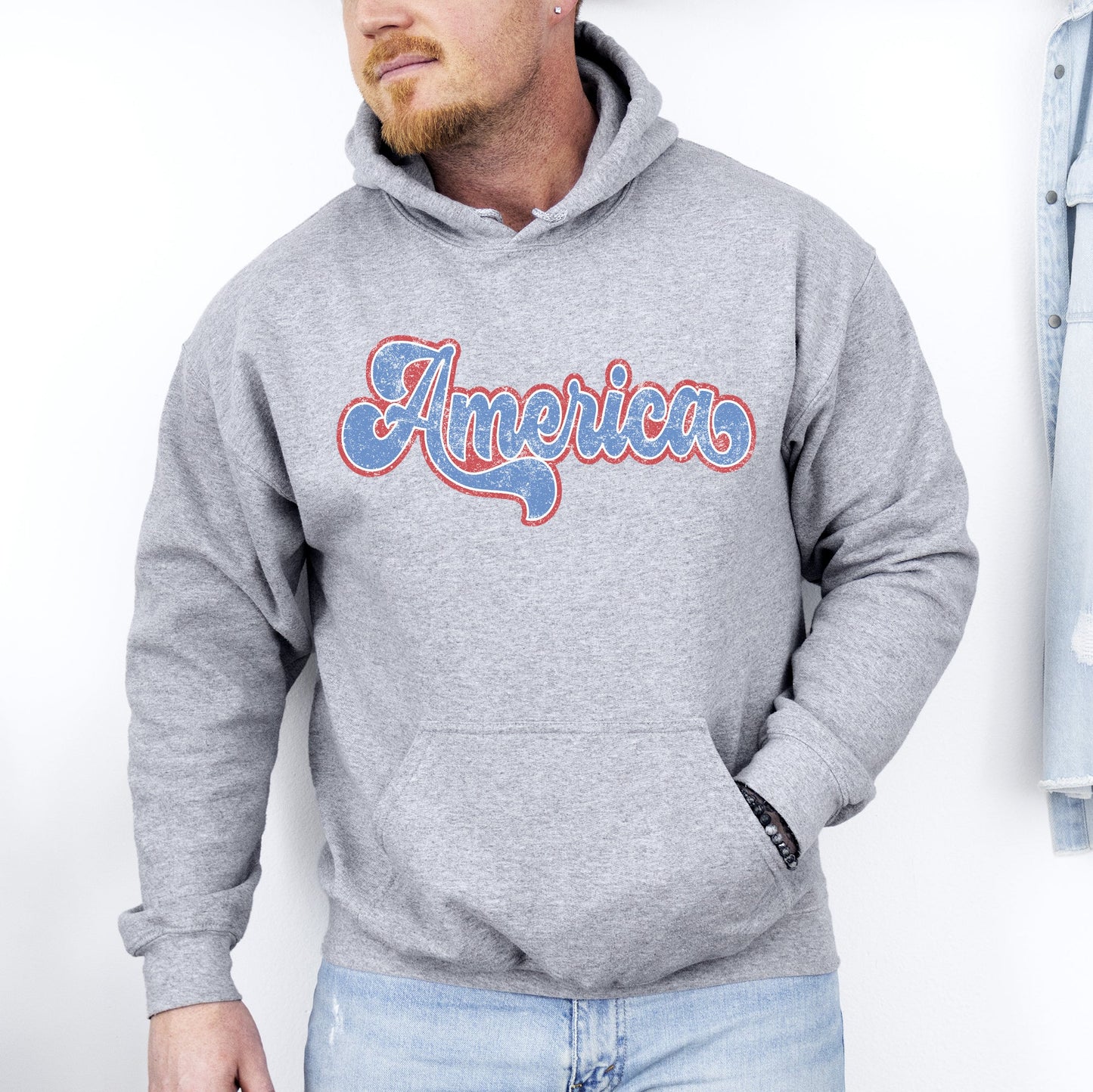 Retro America, Vintage, Patriotic, USA, 4th of July Hoodie, Hooded Sweatshirt