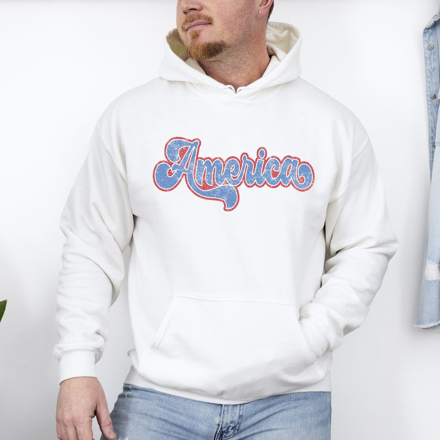 Retro America, Vintage, Patriotic, USA, 4th of July Hoodie, Hooded Sweatshirt