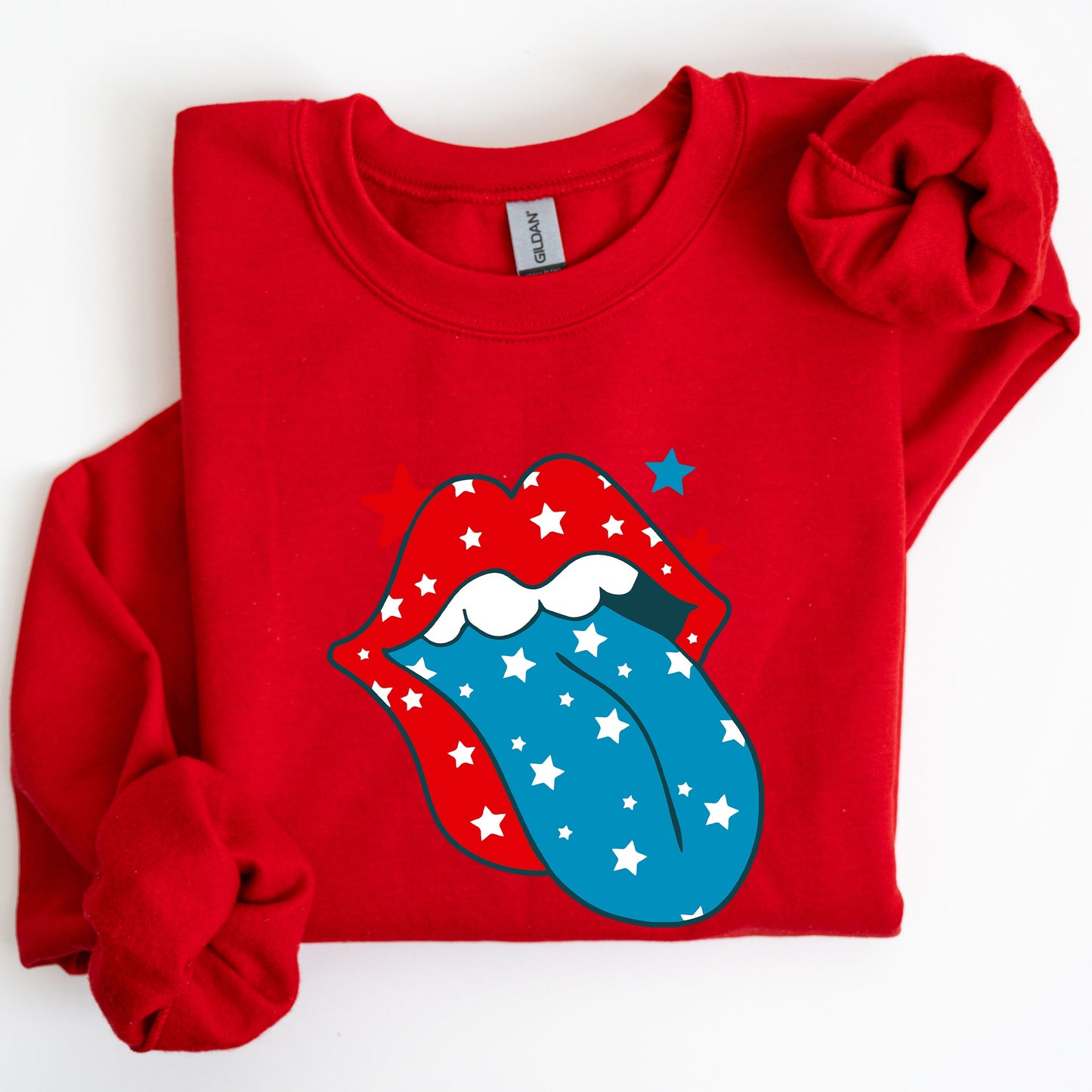 Retro Party In The USA, Tongue, 4th of July Sweatshirt