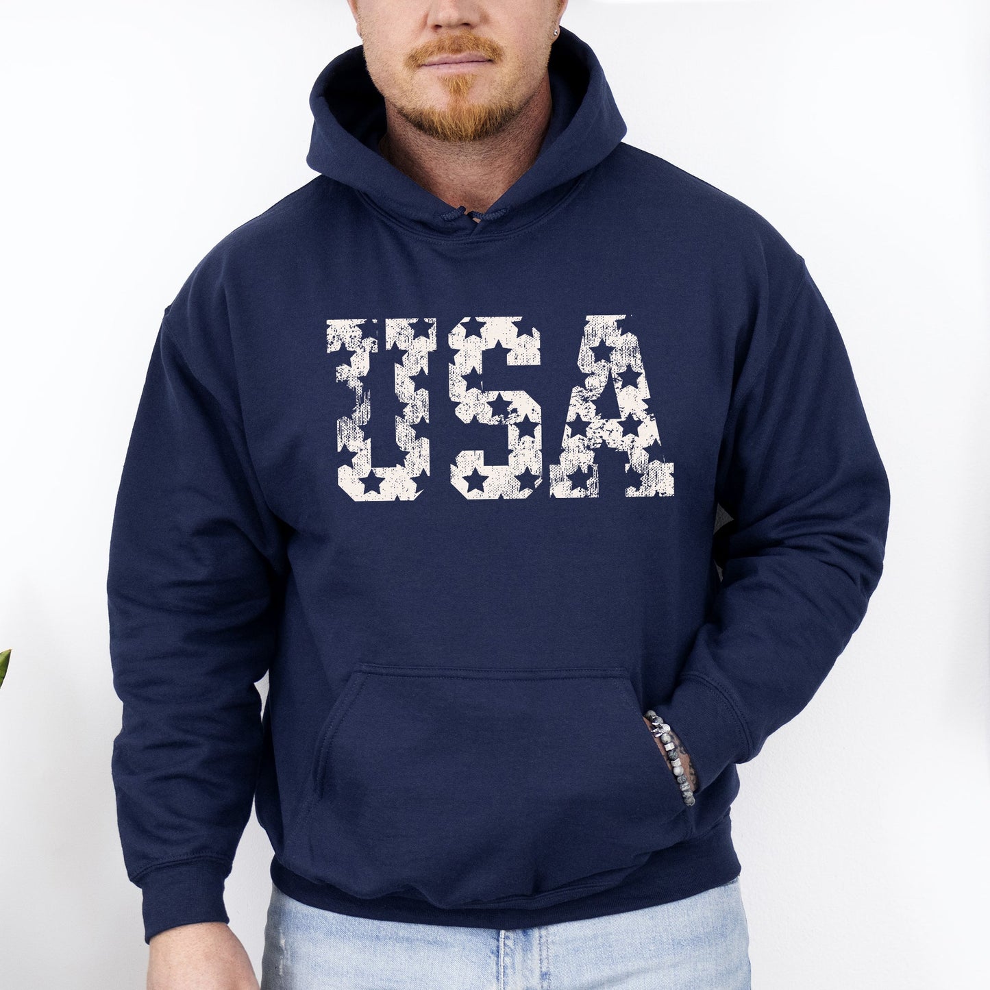 Retro, USA Stars, Patriotic, America Hoodie, Hooded Sweatshirt -MTO