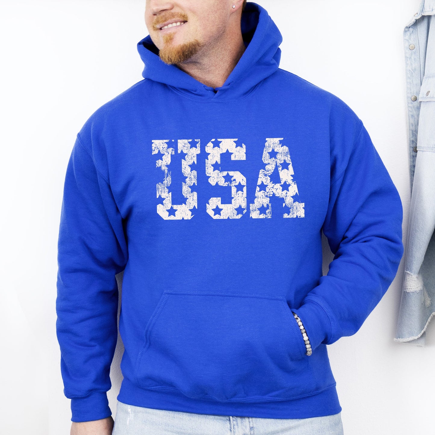 Retro, USA Stars, Patriotic, America Hoodie, Hooded Sweatshirt -MTO