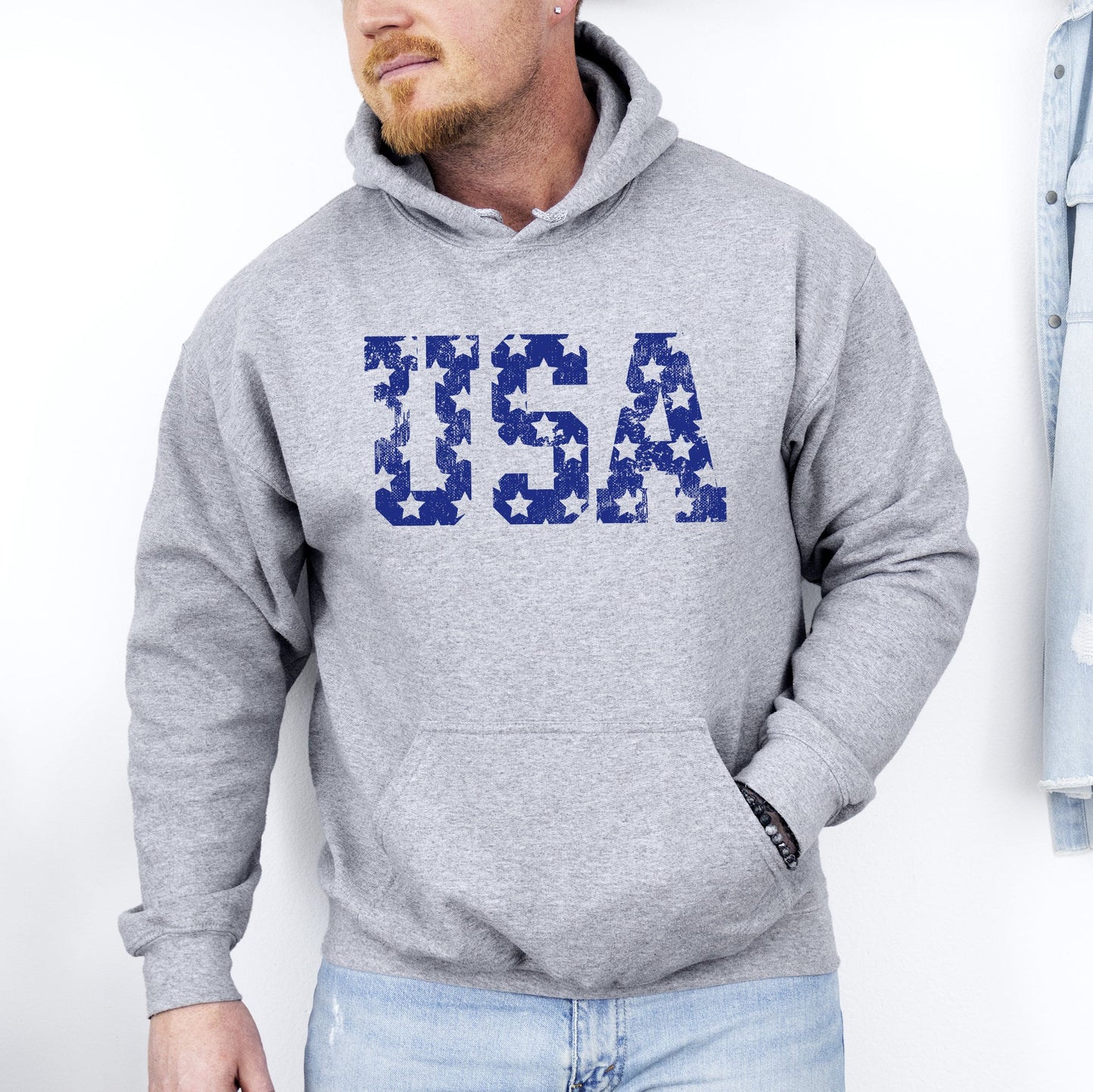 Retro, USA Stars, Patriotic, America Hoodie, Hooded Sweatshirt -MTO