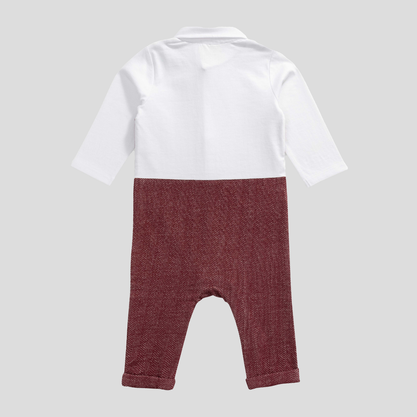 Gentleman Waistcoat Bowtie Romper for Baby Boys - Maroon