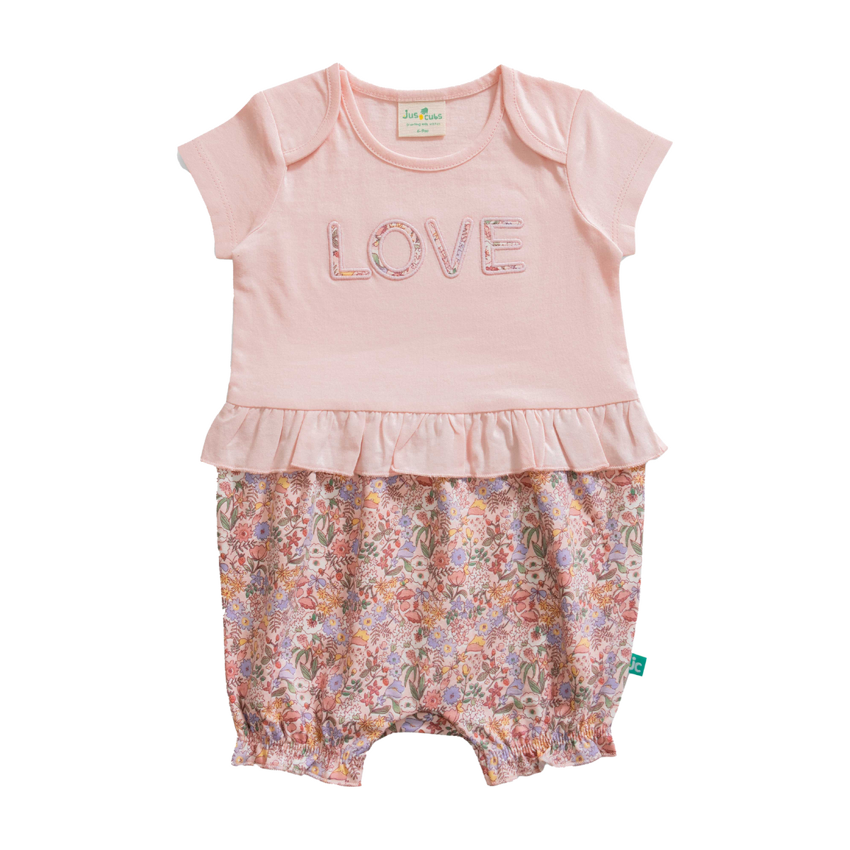 Ruffled Floral Cap Sleeve Romper for Baby Girls