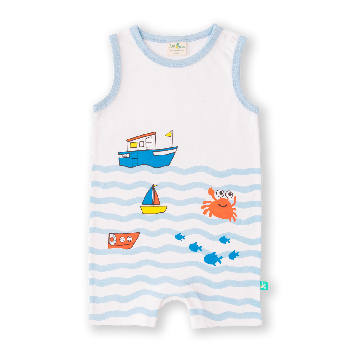 Sleeveless Striped & Printed Romper for Baby Boys - Pack of 2