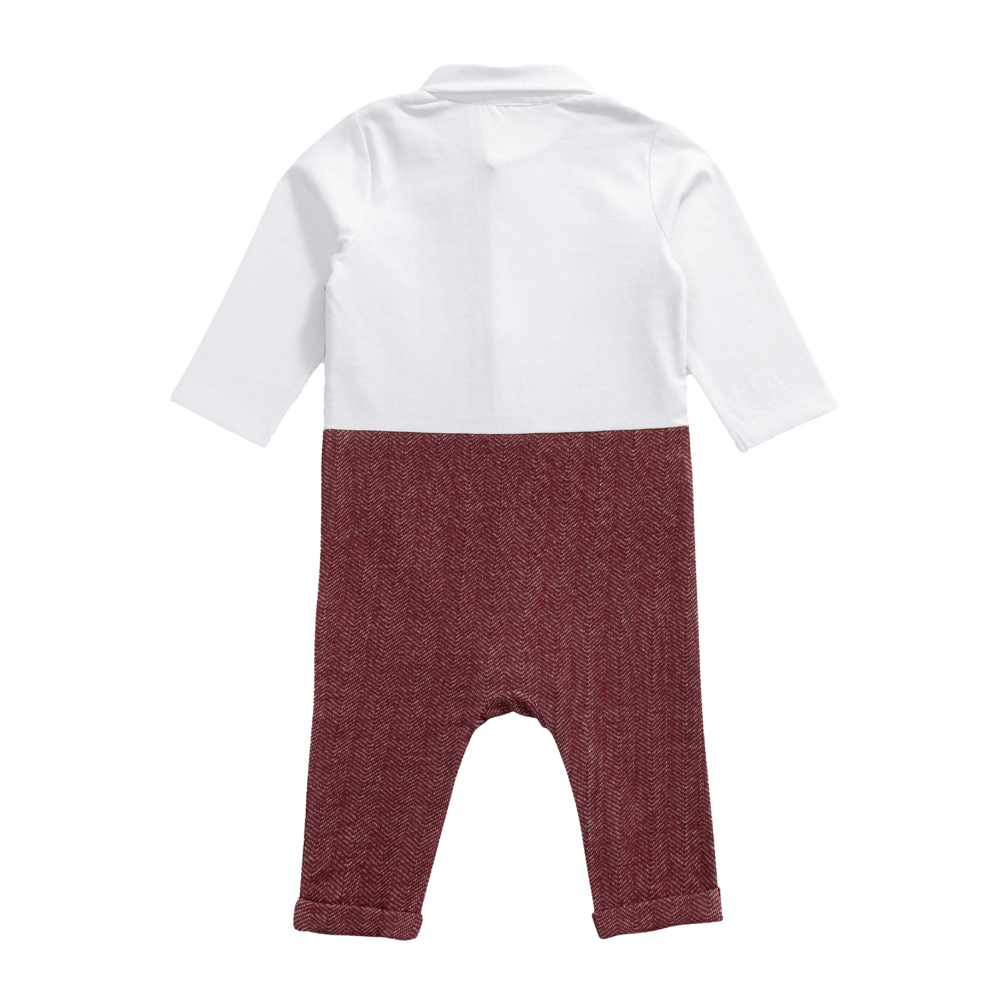 Gentleman Waistcoat Bowtie Romper for Baby Boys - Maroon