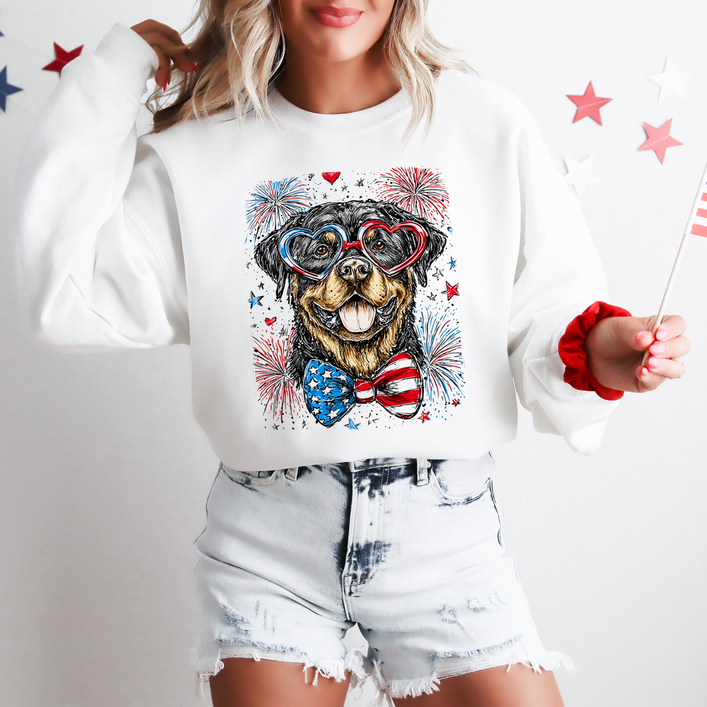Rottweiler Patriotic Dog, USA, America, Pet Lover, 4th of July Sweatshirt