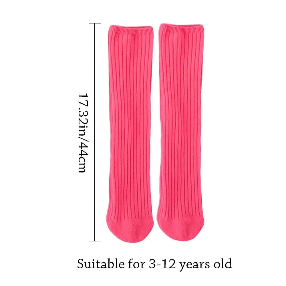 Children's High Knee Socks Kids Baby Cute Candy Color Cotton Stockings Long Leg Warmers Socks for Girl 3-12Y Children Clothes