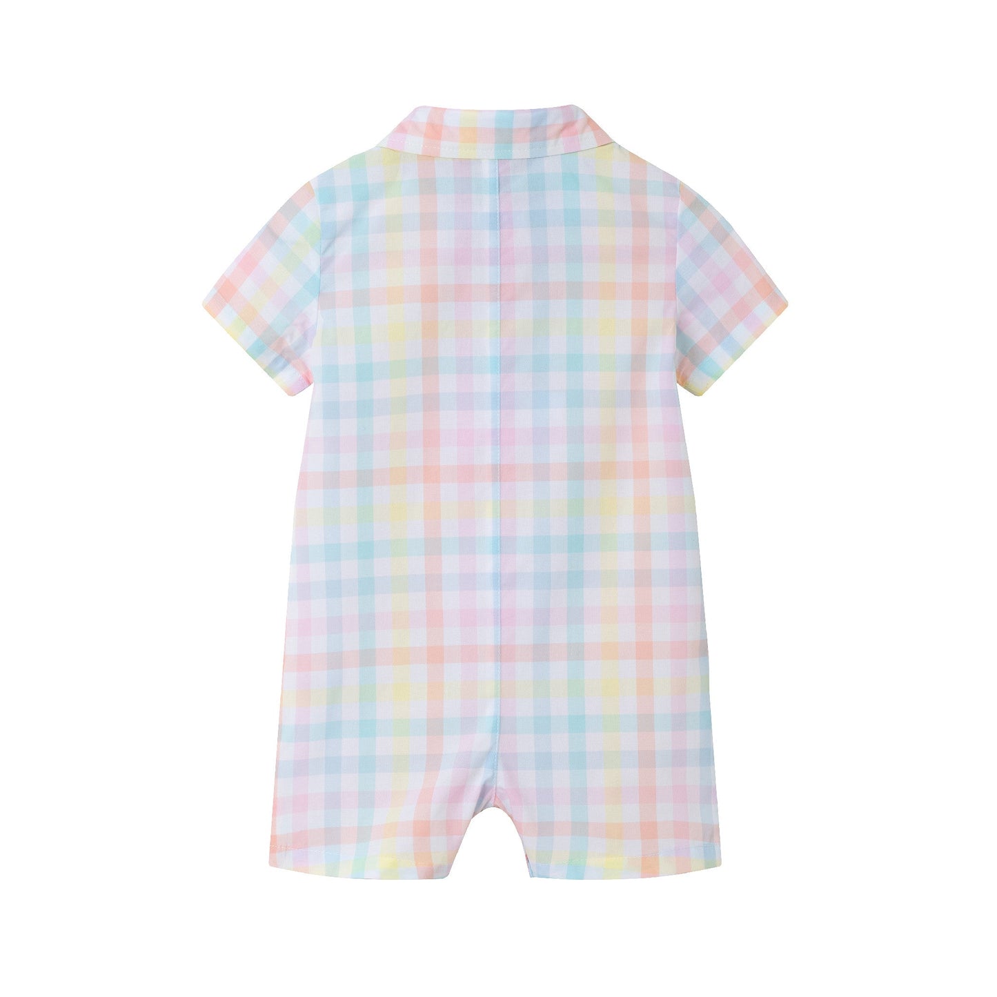 Infant (0-24M) Plaid Shirtall w/ Bowtie | White