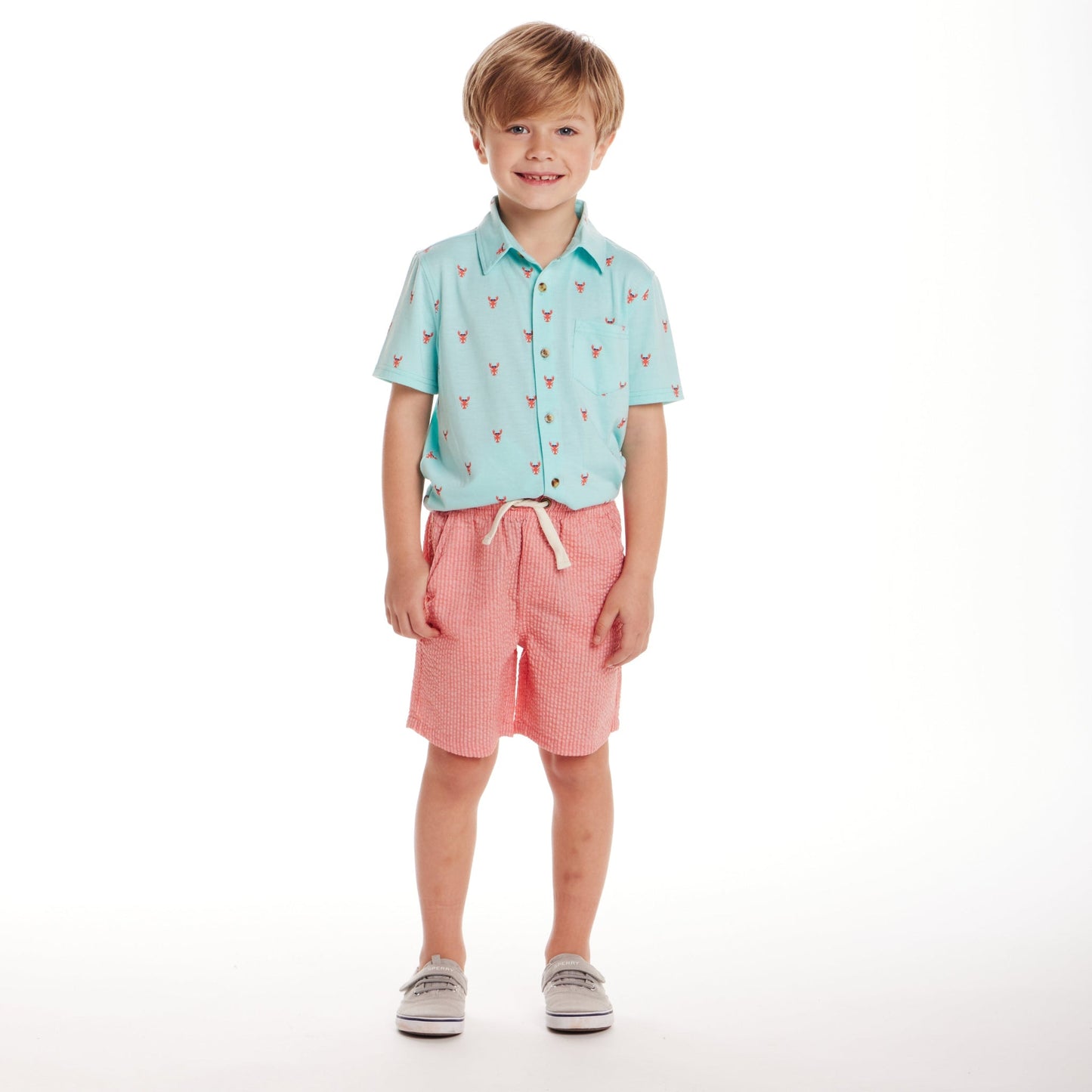 Kids (3-7) Seersucker Shorts | Coral