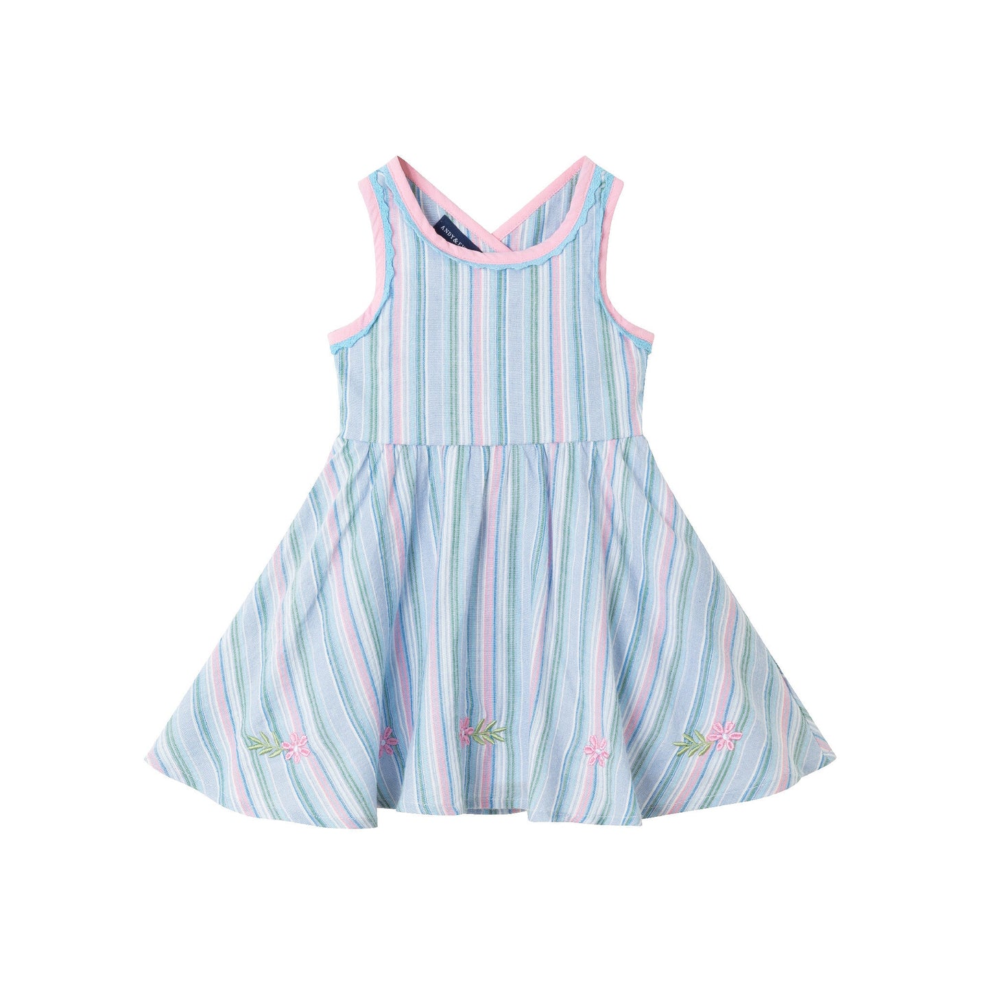 Kids (2-6x) Blue Breeze Cross-Back Dress | Striped