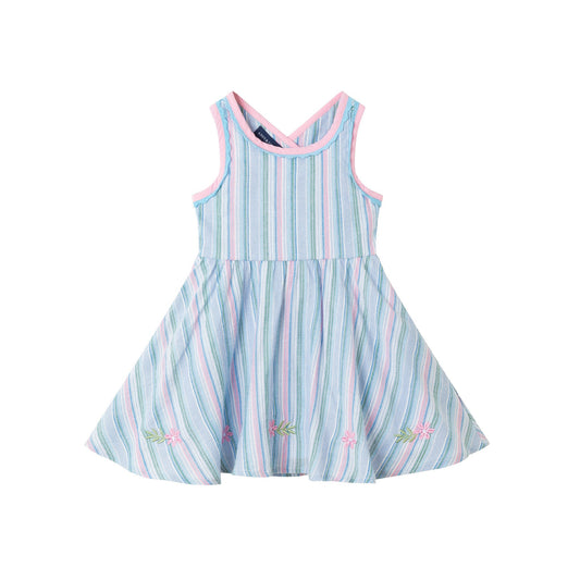 Kids (2-6x) Blue Breeze Cross-Back Dress | Striped