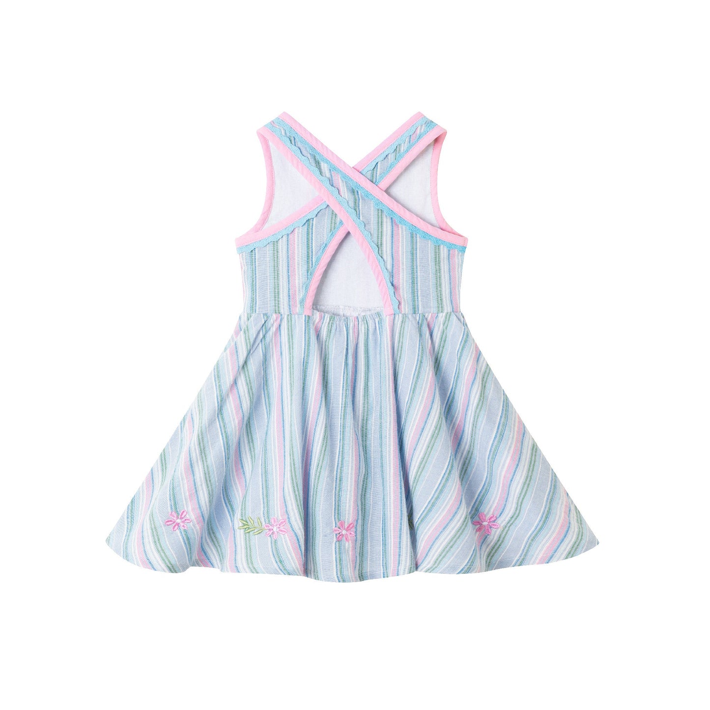 Kids (2-6x) Blue Breeze Cross-Back Dress | Striped