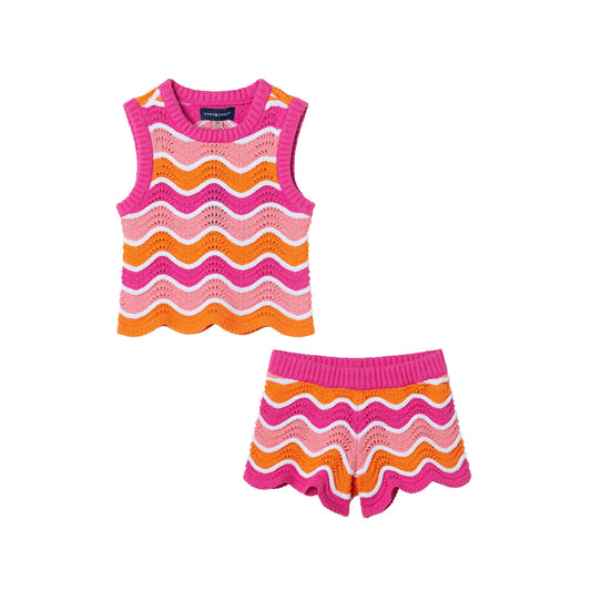 Kids (2-6x) Crochet Scallop Top & Short Set | Rainbow