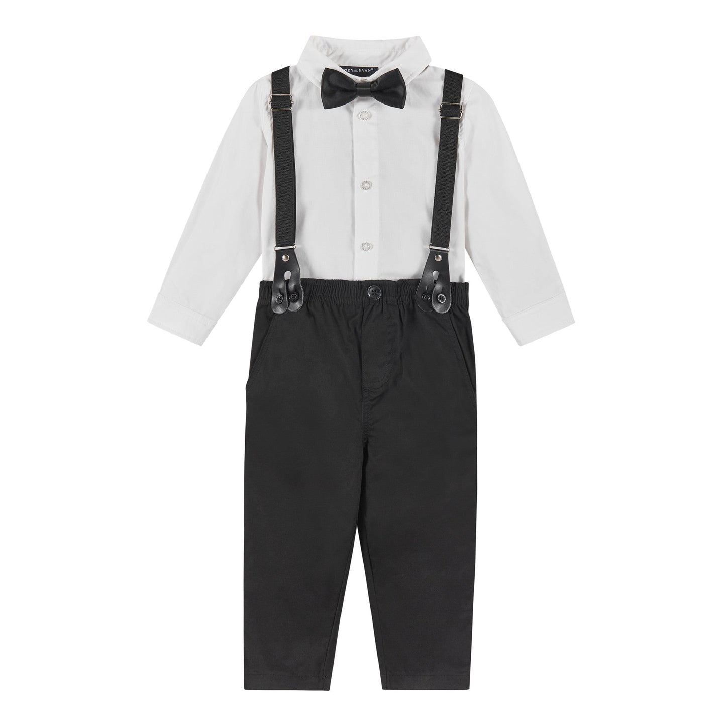Infant Suspenders Bowtie Set | White