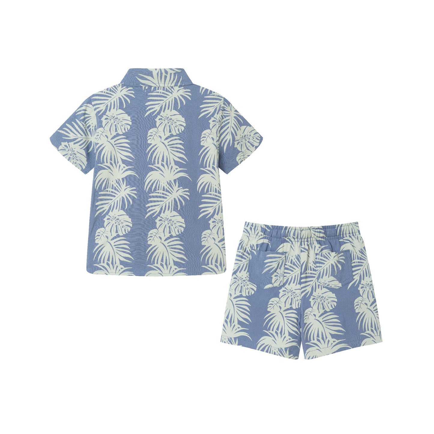 Kids (2-8) 2-Piece  Stripe Palm Buttondown Set | Blue