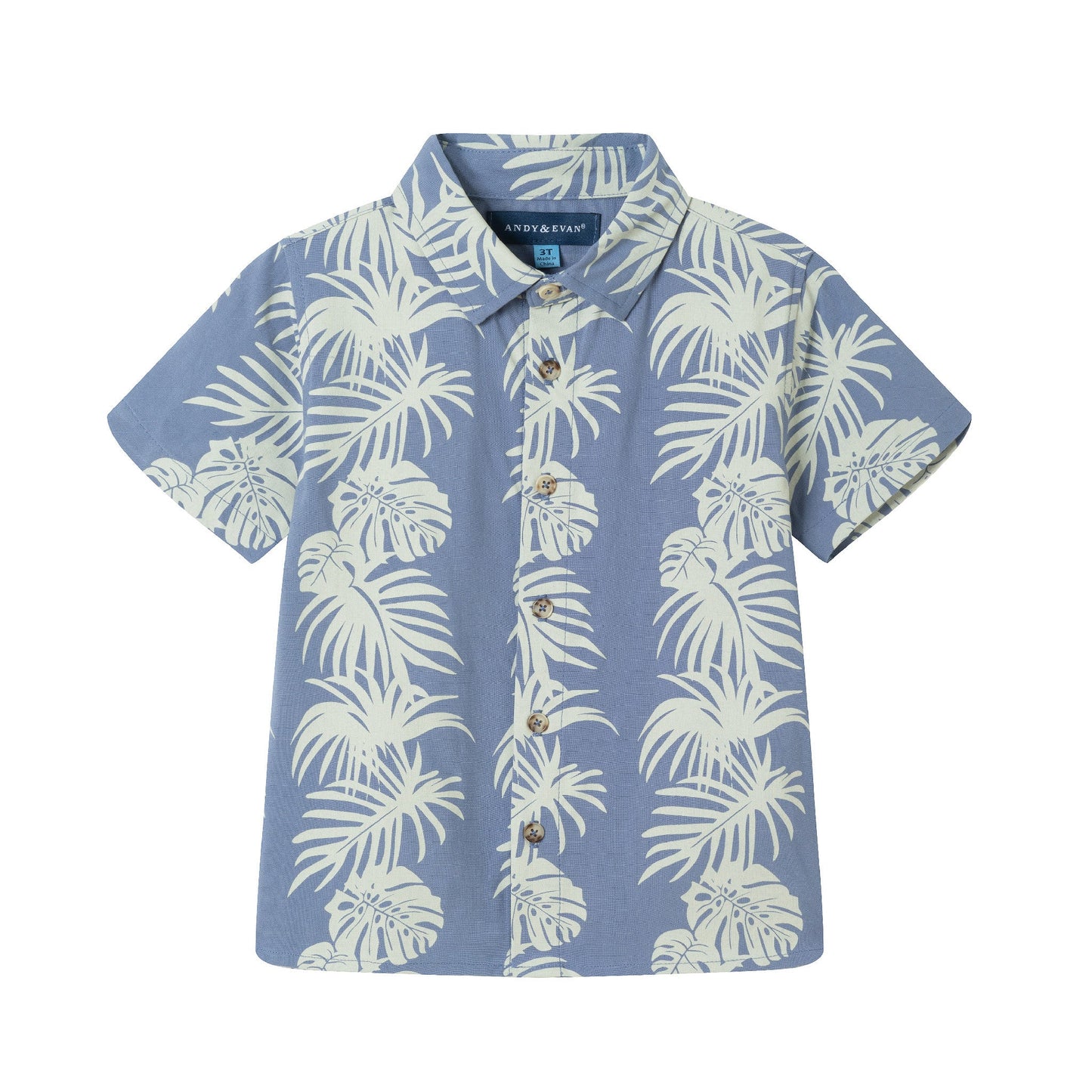 Kids (2-8) 2-Piece  Stripe Palm Buttondown Set | Blue