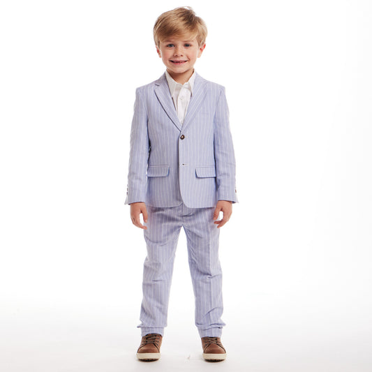 Kids (2-8) Suit Set | Blue Pinstripe