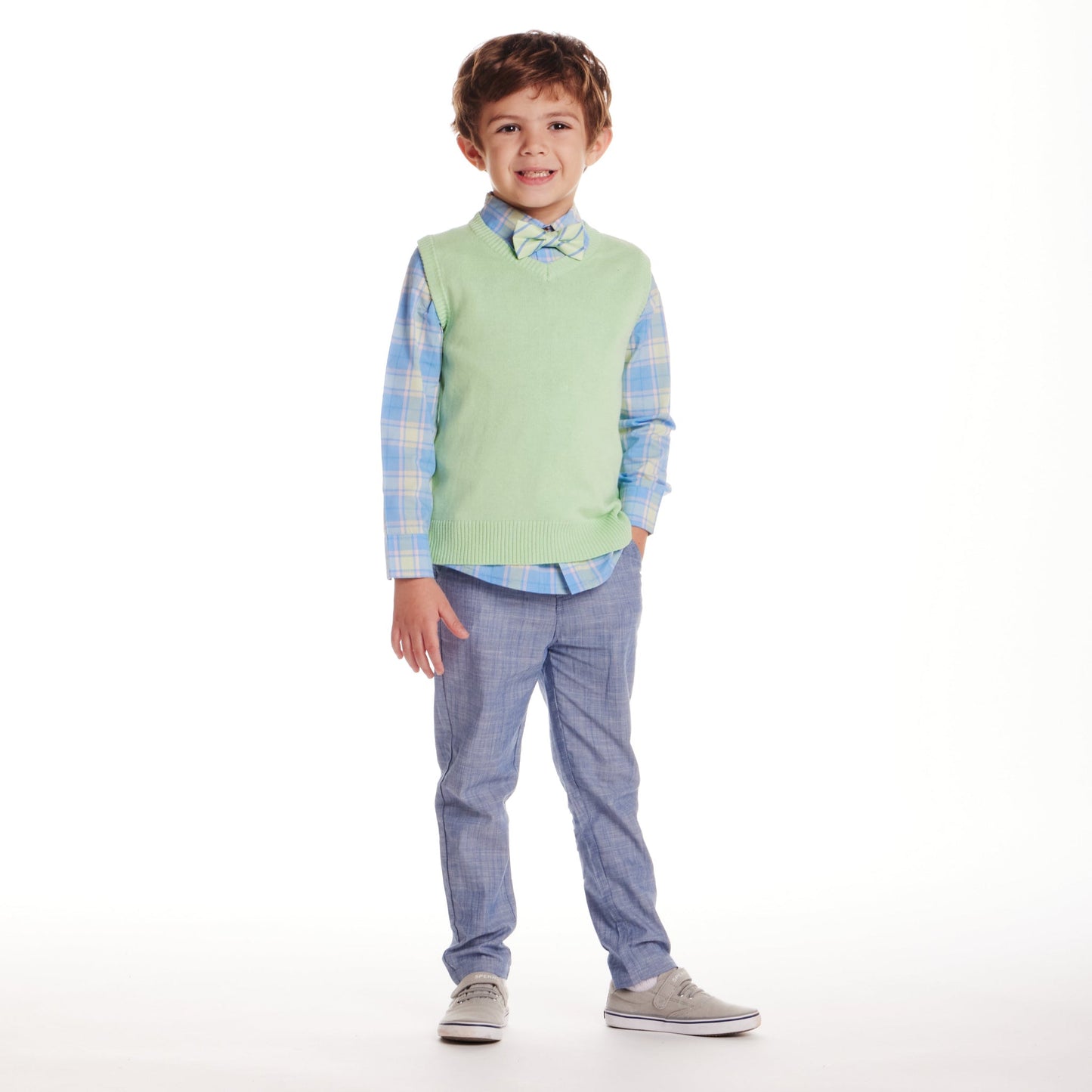 Kids (2-8) Sweater Vest Set | Light Green