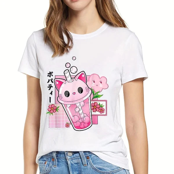 Boba Tea Cat Cup T-Shirt