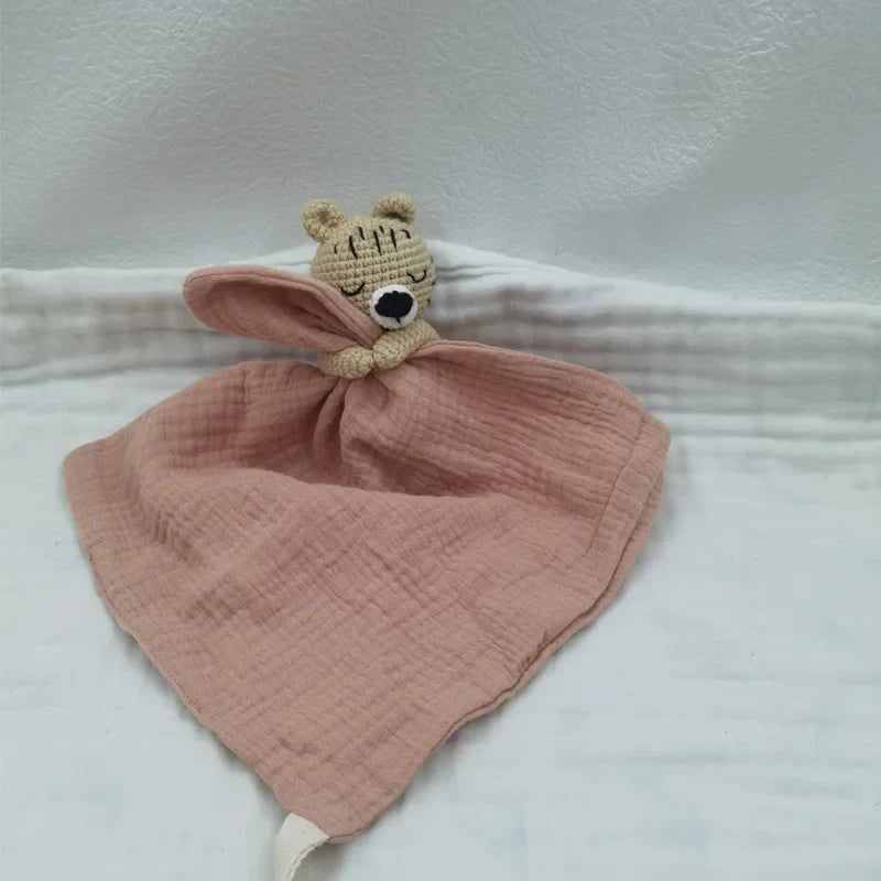 Baby Bib with Sleeping Animals Rattle