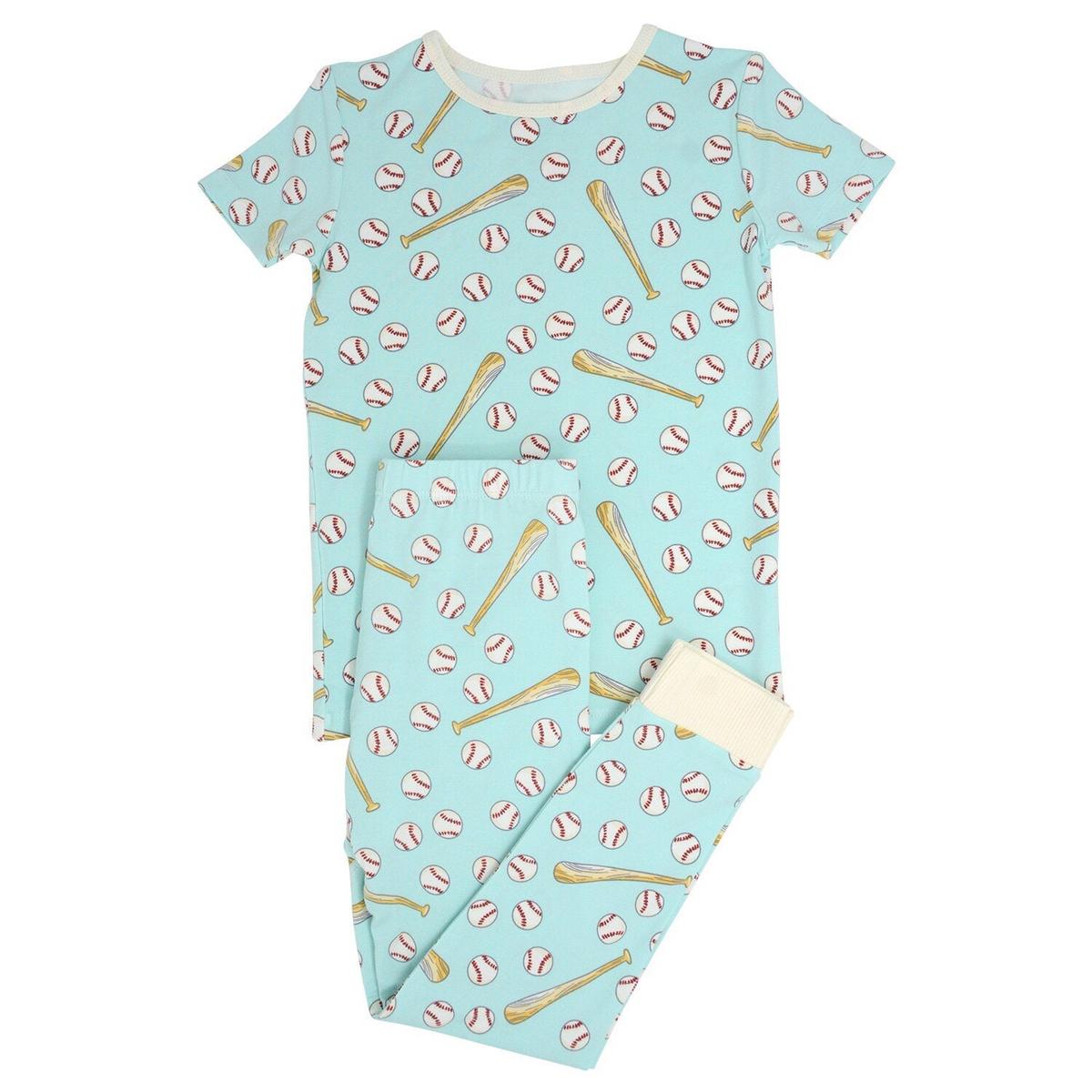Little Slugger Baseball Aqua pajamas
