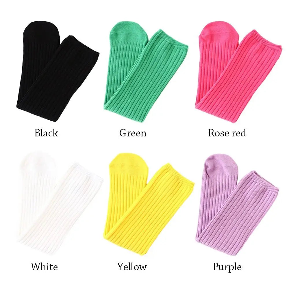 Children's High Knee Socks Kids Baby Cute Candy Color Cotton Stockings Long Leg Warmers Socks for Girl 3-12Y Children Clothes