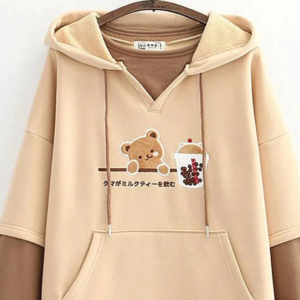 Boba Tea Teddy Bear Hoodie