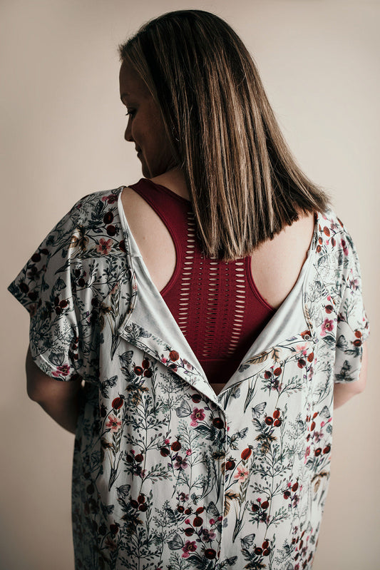 Floral Mommy Labor and Delivery Nursing Hospital Gown