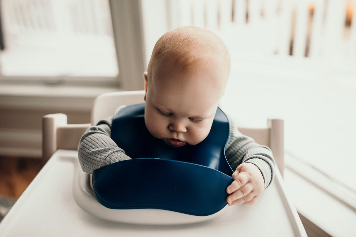 Sailor Blue Silicone Bib with Crumb Catcher