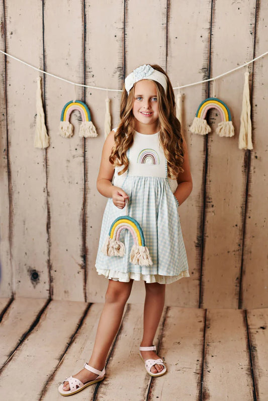 Rainbow Fleur Embroidered Frock Pocket Dress