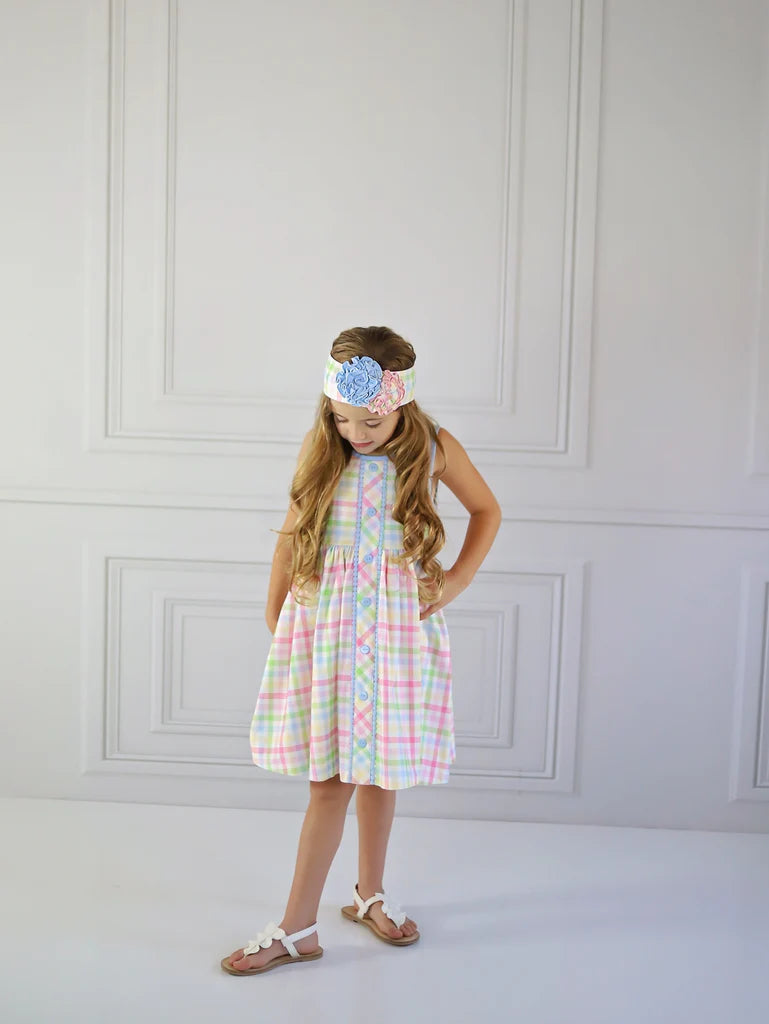 Watercolor Gingham Petal Pocket Dress