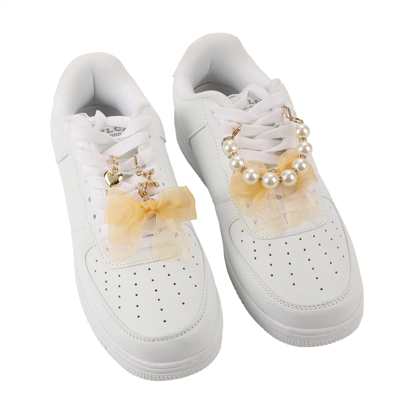 Shoe Charm Set - Gold Bows & Pearls