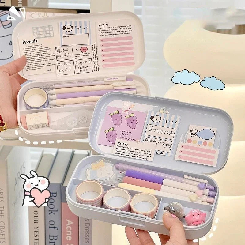 Kawaii Pastel Animal Cuties Double Tiered Pencil Case