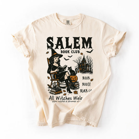 Salem Book Club, Rocking Chair, Retro, Classic, Vintage, Halloween, Reading, Books, Comfort Colors T-Shirt